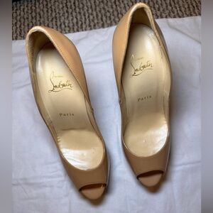 Christian Louboutin Beige Peep-Toe Heels